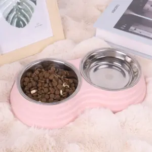 comedouro duplo aço inoxidável para cães e gatos