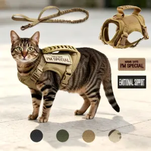 colete tático para gatos com guia