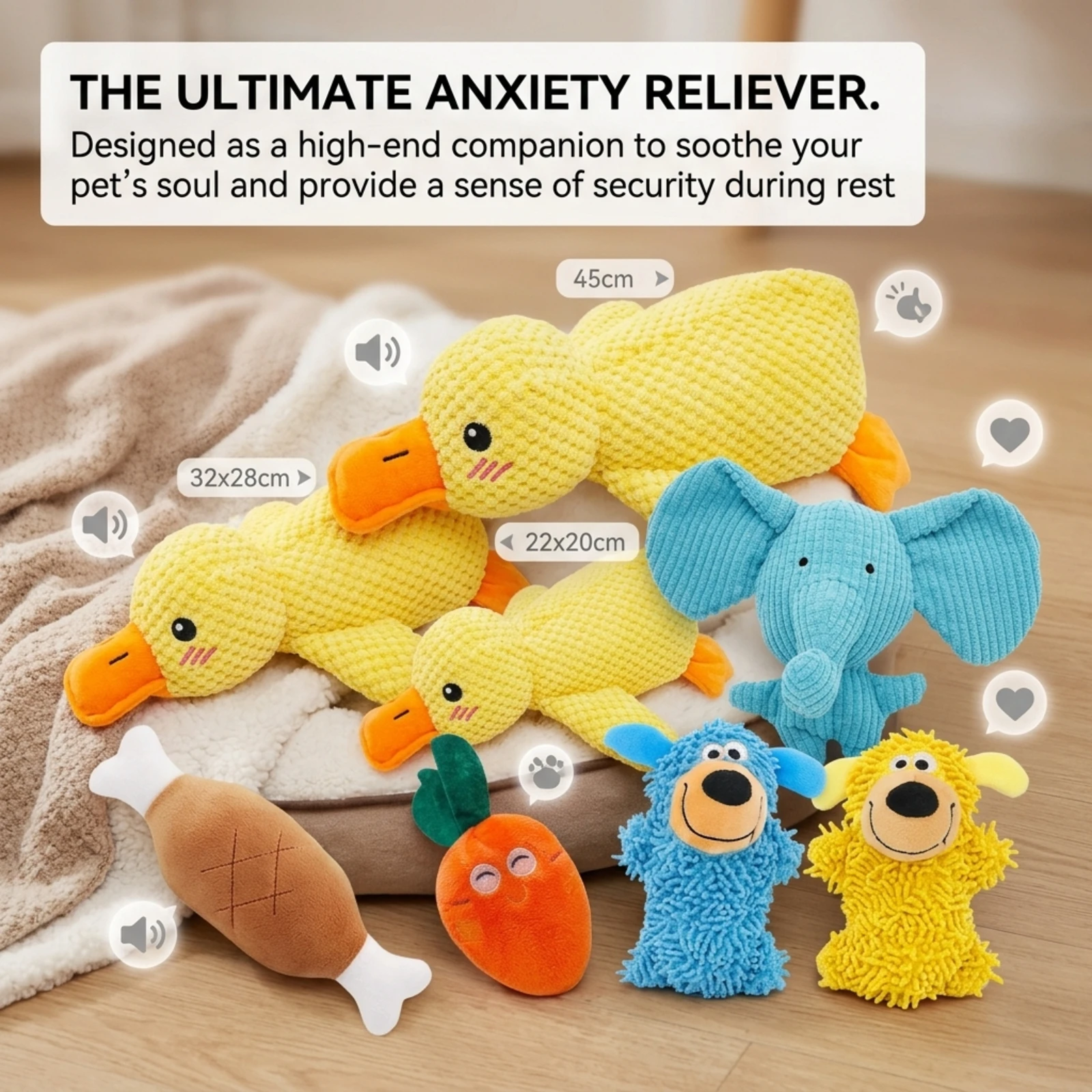 Brinquedo de Pelúcia para Cães Pato com Som Resistente à Mastigação - Imagem 3
