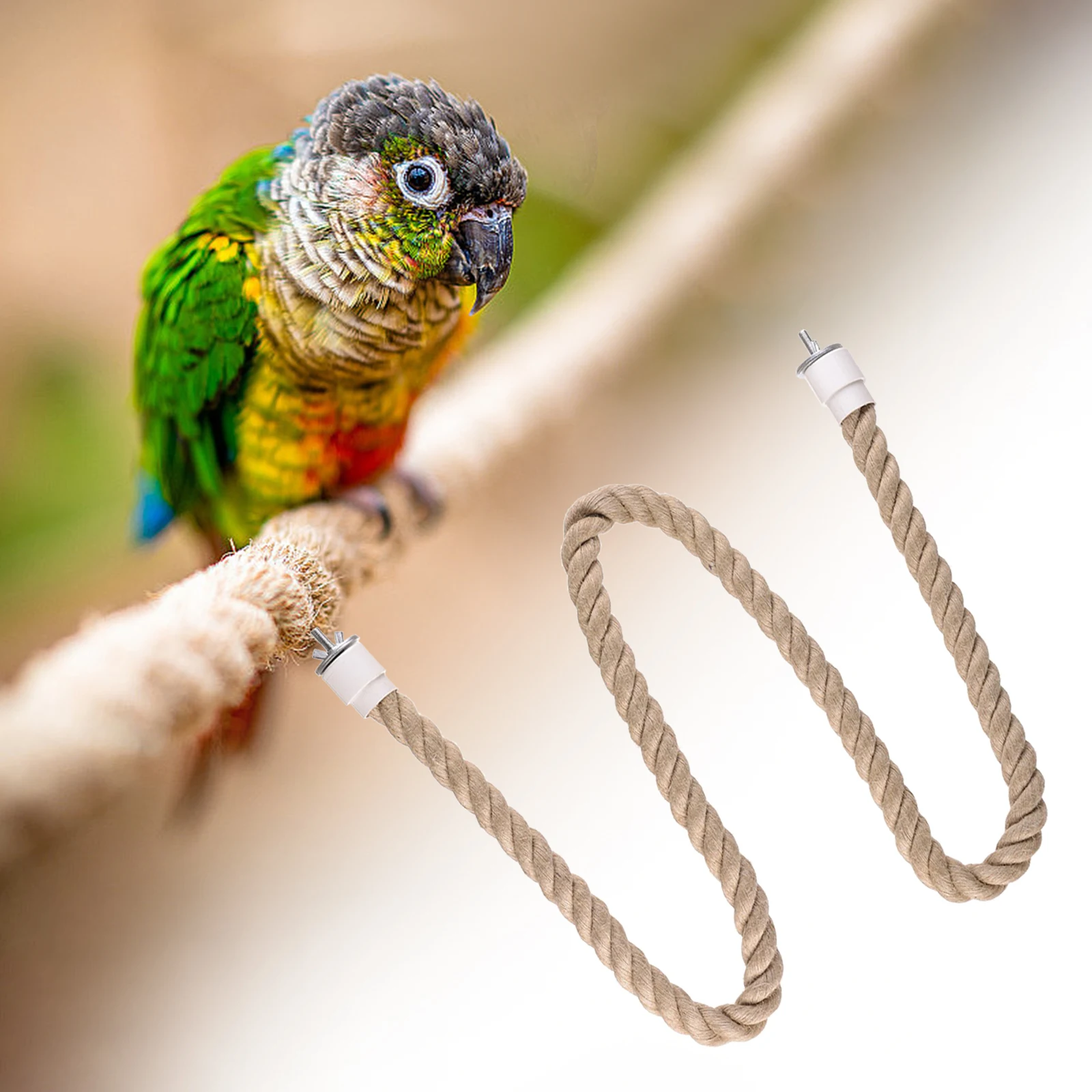 Poleiro de Corda para Pássaros de Cânhamo com Encaixe na Gaiola - Imagem 4