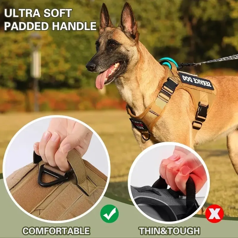 Colete Tático para Cães Médios e Grandes com Alça Ajustável - Imagem 3