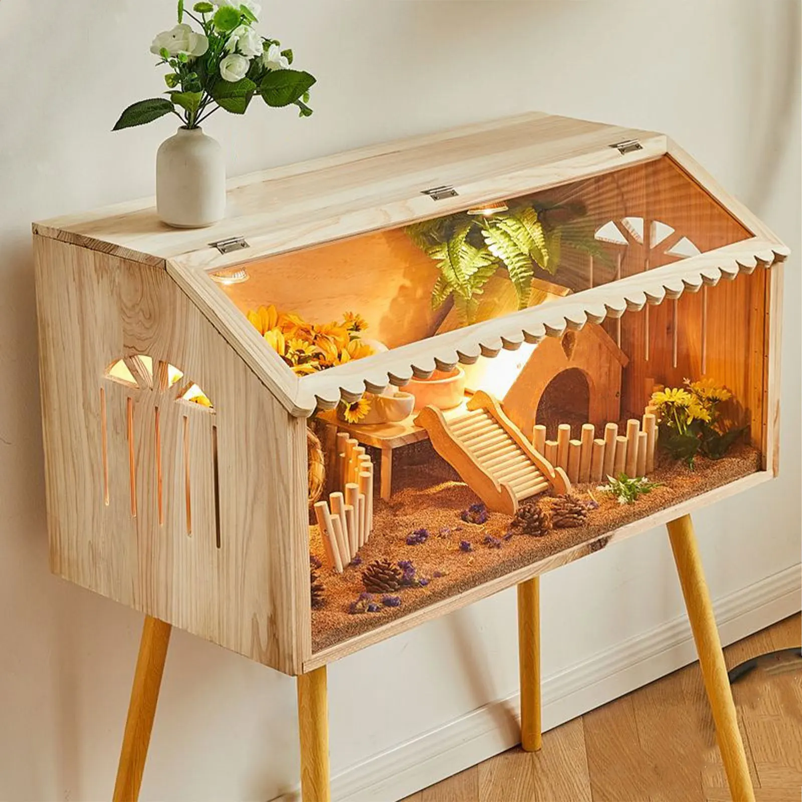 habitat de madeira para hamster