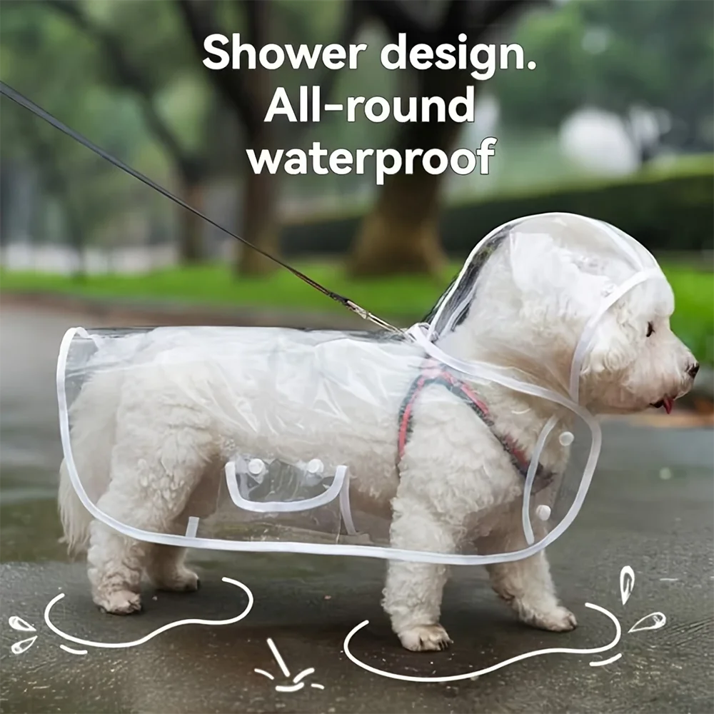Capa de Chuva para Cães Transparente e Impermeável com Abertura para Coleira - Imagem 2
