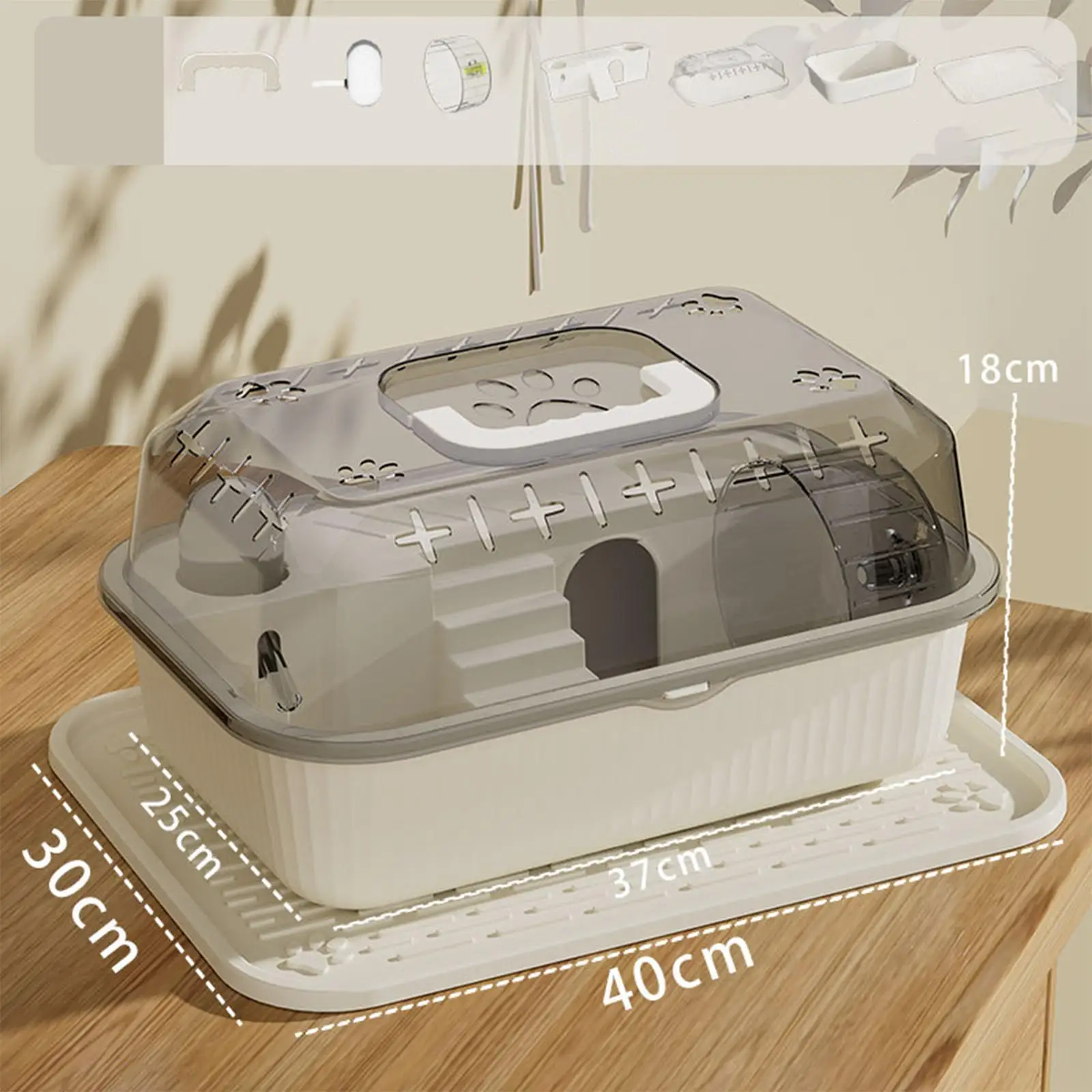 Caixa de Transporte para Hamster PP 37x18x25 cm com Tampa Transparente - Imagem 2