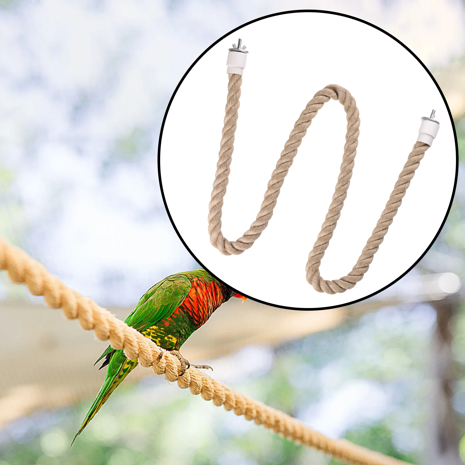 Poleiro de Corda para Pássaros de Cânhamo com Encaixe na Gaiola - Imagem 5