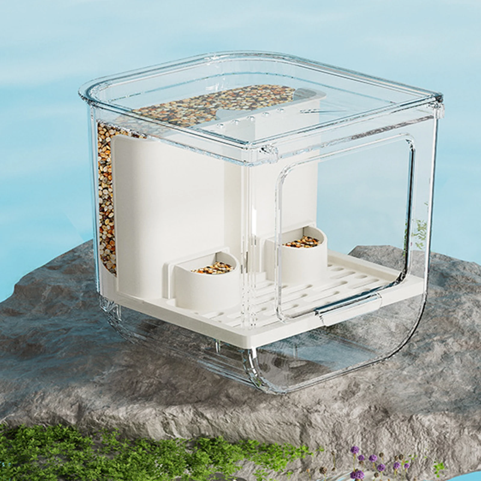 Alimentador Automático para Pássaros Transparente 700g com Anti-Derrame - Imagem 2