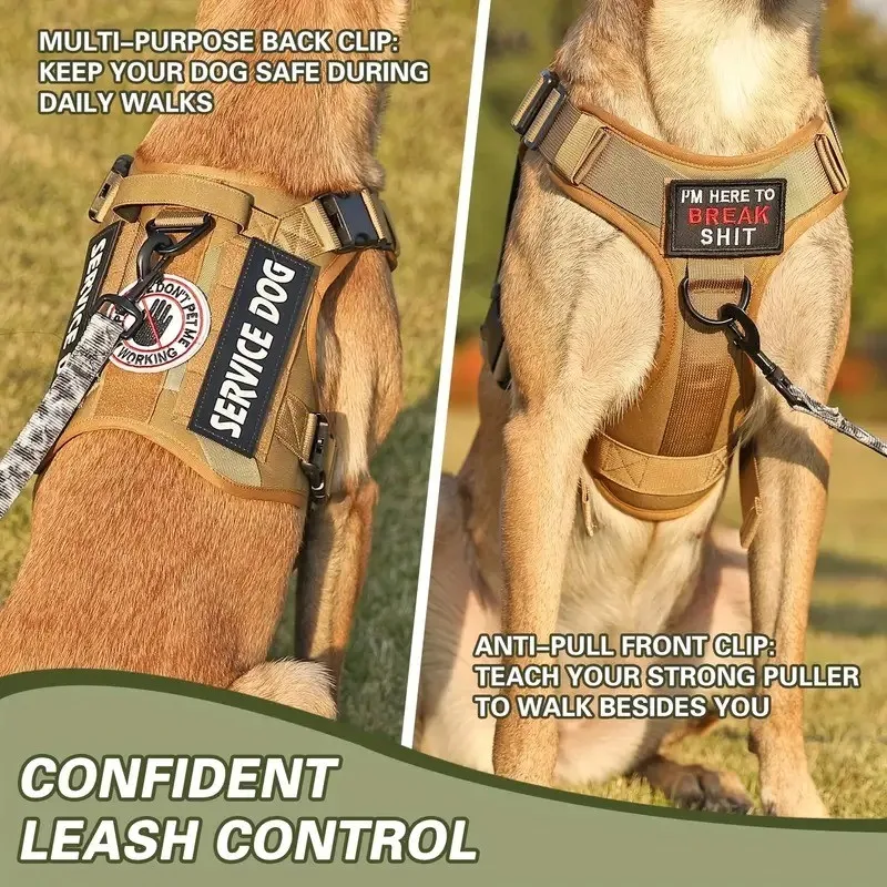 Colete Tático para Cães Médios e Grandes com Alça Ajustável - Imagem 2