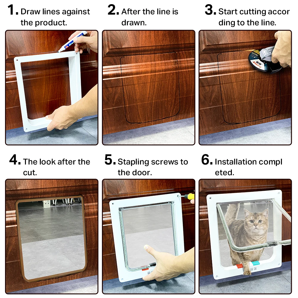 Porta para Cães e Gatos de Plástico ABS com 4 Modos de Bloqueio - Imagem 5