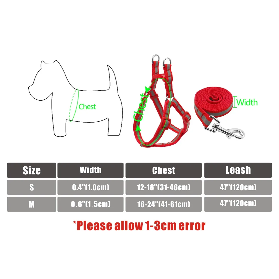 Conjunto Coleira e Guia para Cães Pequenos e Médios Refletivo Nylon - Imagem 5