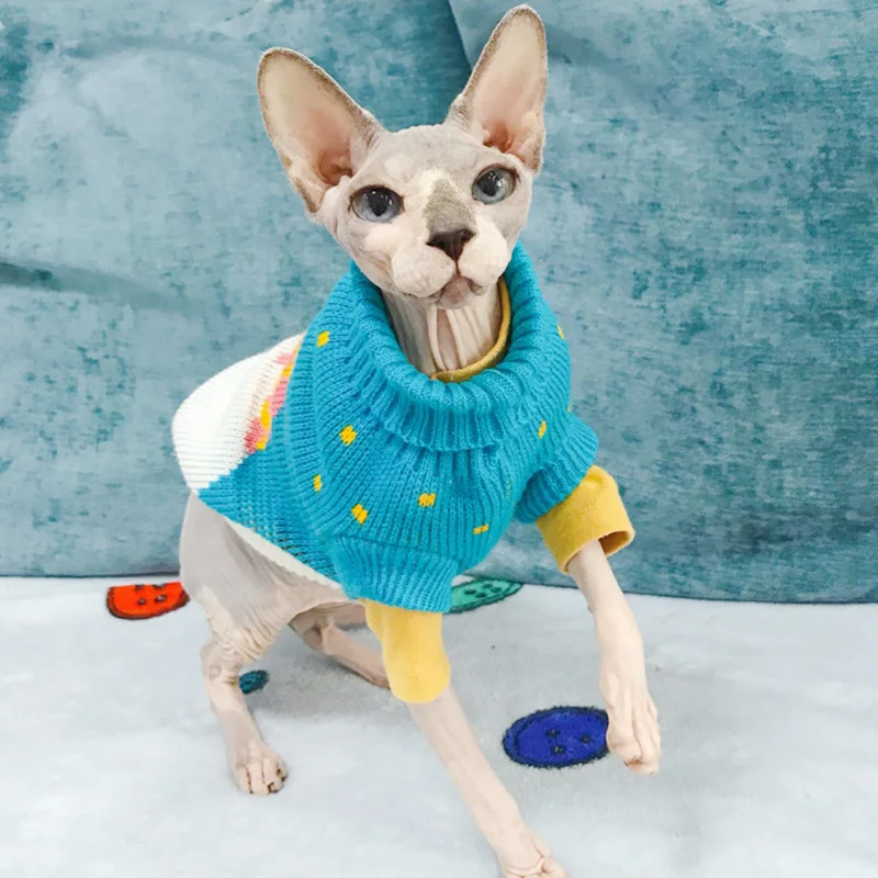 Suéter de Gola Alta para Gatos e Cães de Malha com Medidas Variadas - Imagem 2