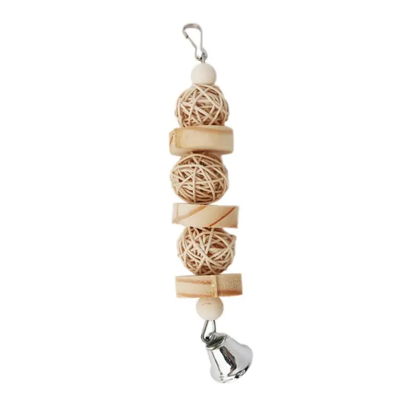 Brinquedo para Pássaros de Madeira e Rattan com Campainha 18 cm - Imagem 3