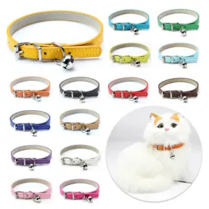 coleira de couro pu para gatos