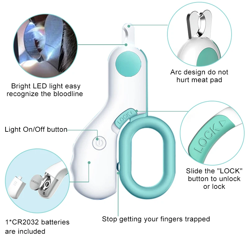 Cortador de Unhas para Cães e Gatos Pequenos com LED Integrado - Imagem 2