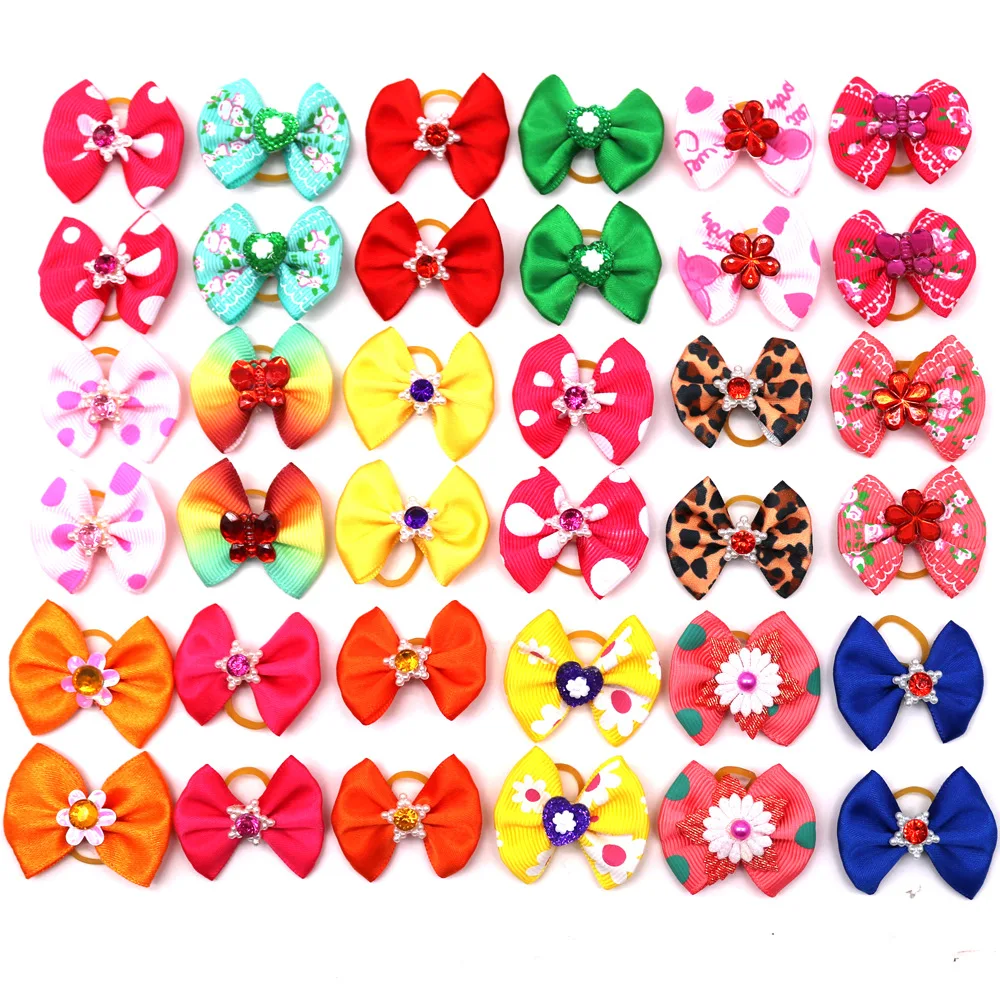 Laços para Cães e Gatos de Fita Colorida com Elástico 20 Peças - Imagem 3
