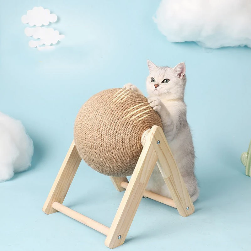 Brinquedo Arranhador para Gatos de Sisal e Madeira com Bola - Imagem 3