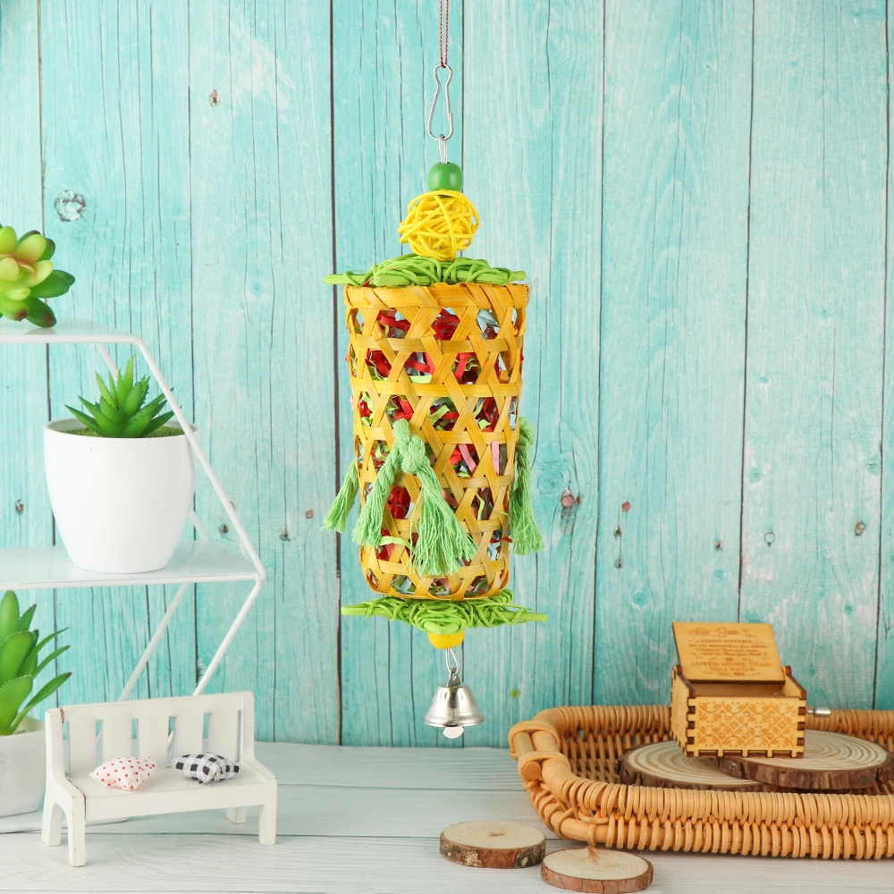 Brinquedo para Pássaros de Bambu e Rattan com Papel para Bicar - Imagem 5