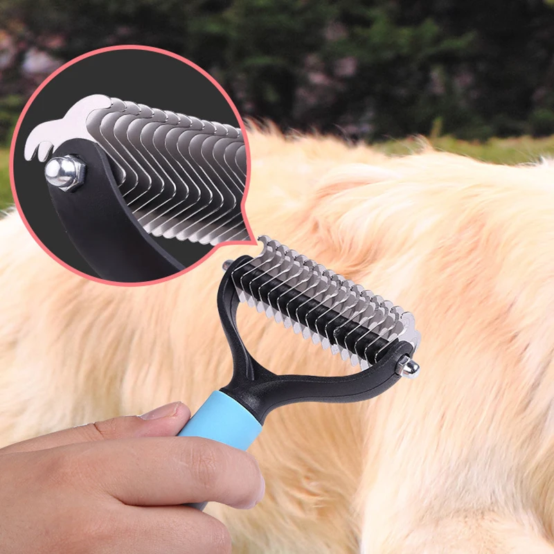 Escova para Cães Dupla Face para Remoção de Pelos Azul - Imagem 2