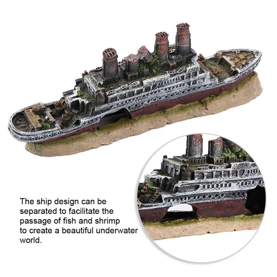 Ornamento Titanic para Aquário de Resina com Toca Esconderijo - Imagem 5