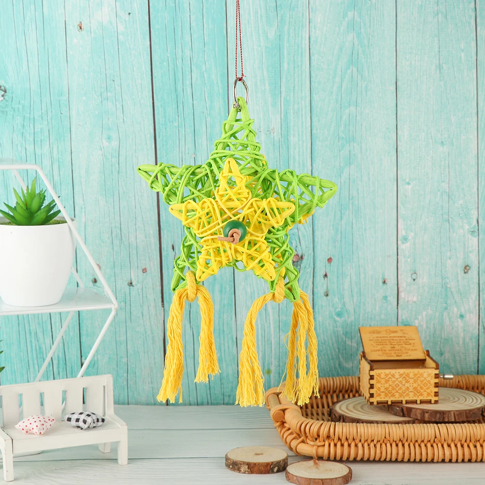 Brinquedo para Pássaros de Bambu e Rattan com Papel para Bicar - Imagem 4