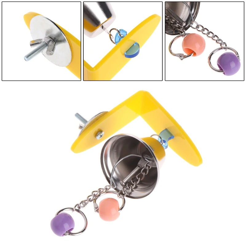 Sino de Brinquedo para Pássaros de Metal com Contas e Encaixe na Gaiola - Imagem 3