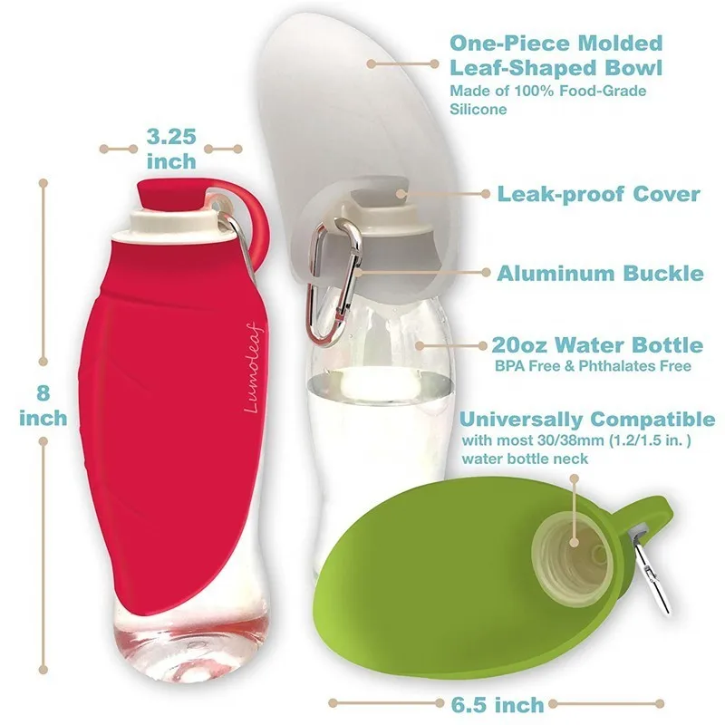 Garrafa de Água Portátil para Cães 580 ml com Tigela Dobrável - Imagem 2