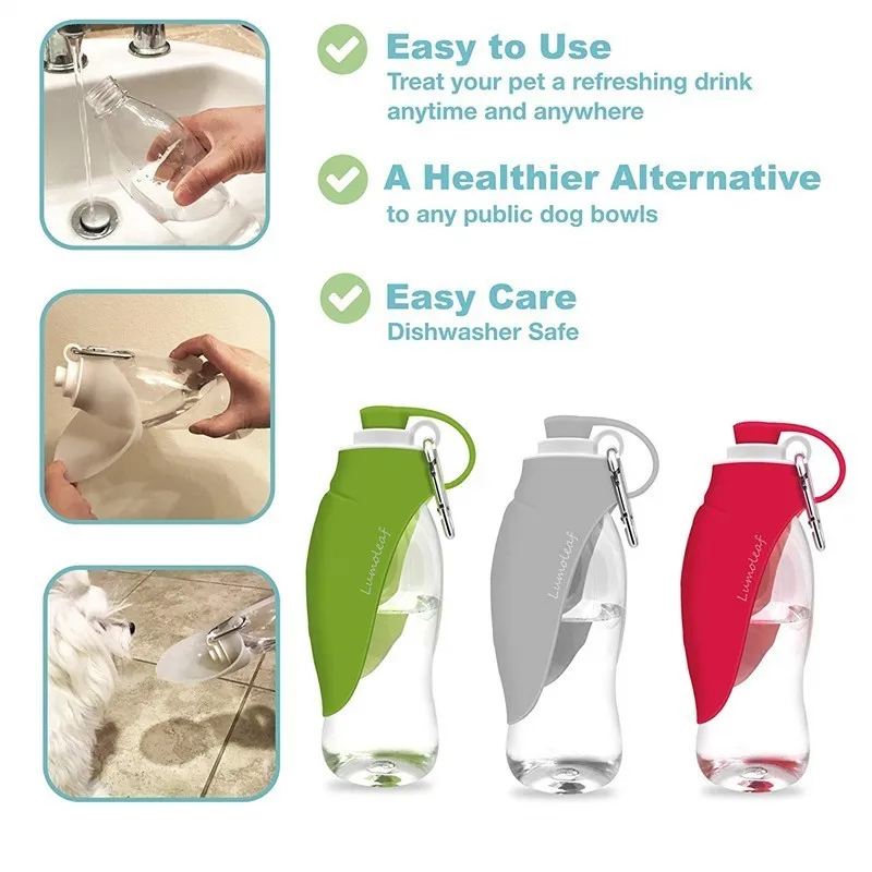 Garrafa de Água Portátil para Cães 580 ml com Tigela Dobrável - Imagem 3