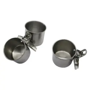 comedouro duplo para pássaros de inox