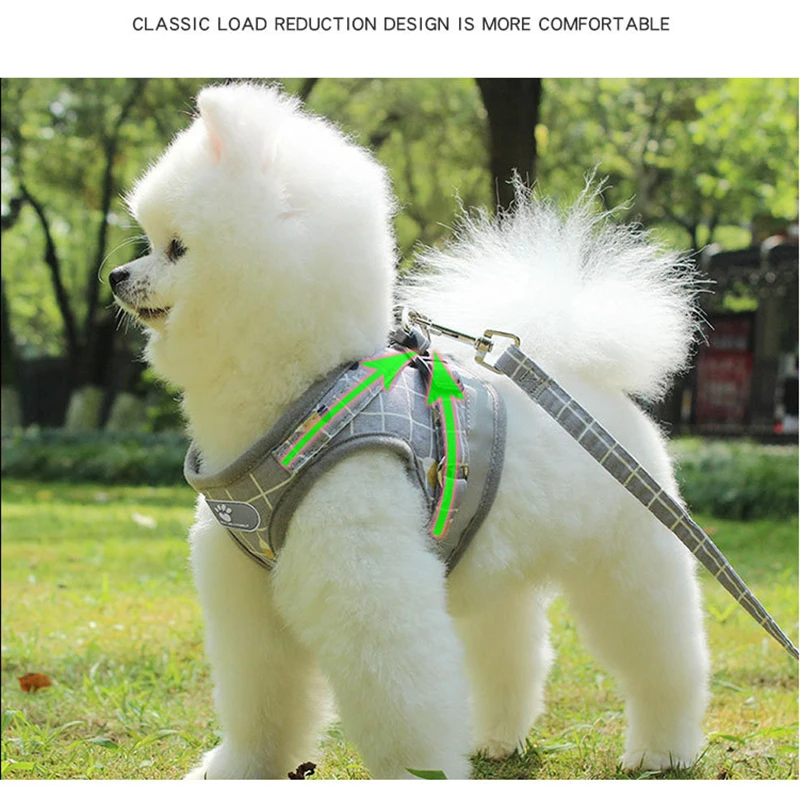 Coleira Peitoral de Nylon para Cães e Gatos com Guia e Faixa Refletiva - Image 3