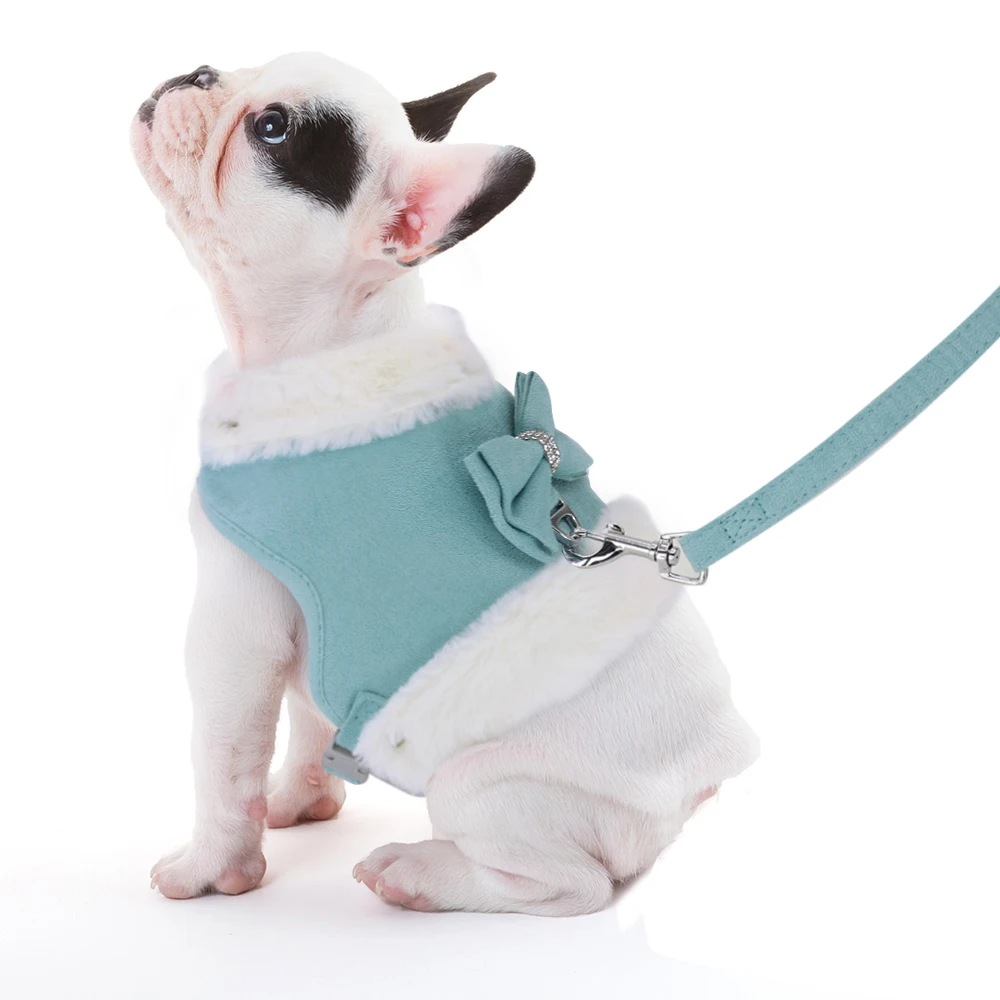 Coleira Peitoral para Cães Pequenos de Pelúcia Macia com Guia - Imagem 5
