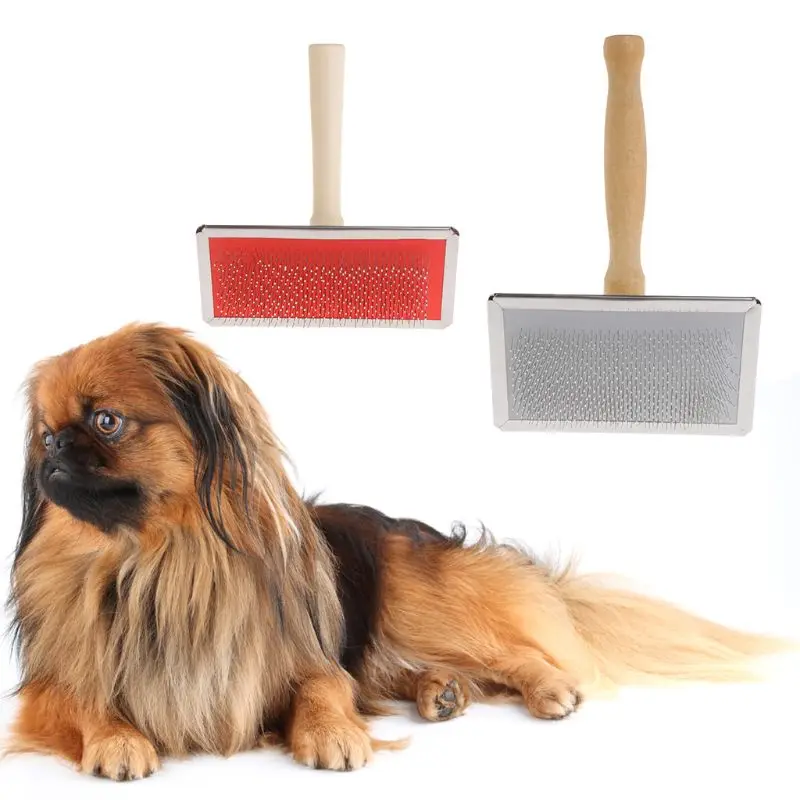 Escova Pente para Cães e Gatos com Cabo de Madeira 12x6cm - Imagem 4