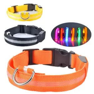 coleira LED recarregável USB para cães