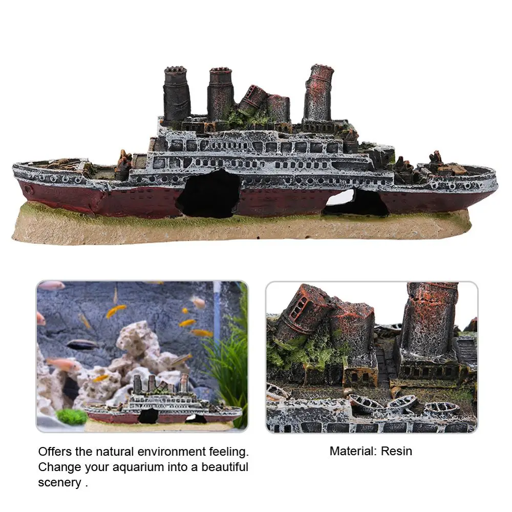 Ornamento Titanic para Aquário de Resina com Toca Esconderijo - Imagem 6