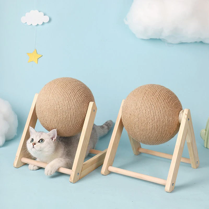 Brinquedo Arranhador para Gatos de Sisal e Madeira com Bola - Imagem 4