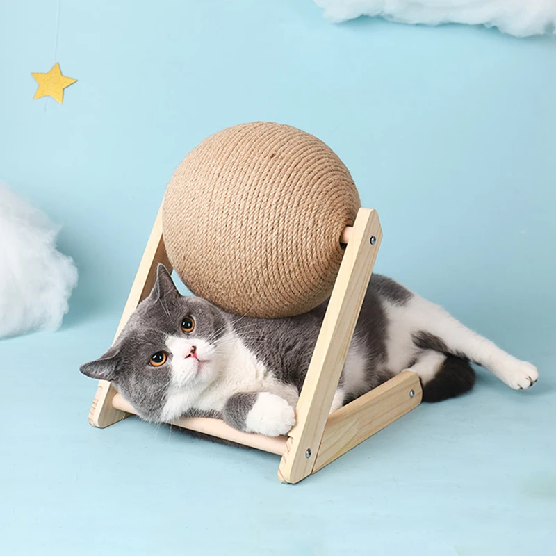 Brinquedo Arranhador para Gatos de Sisal e Madeira com Bola - Imagem 2