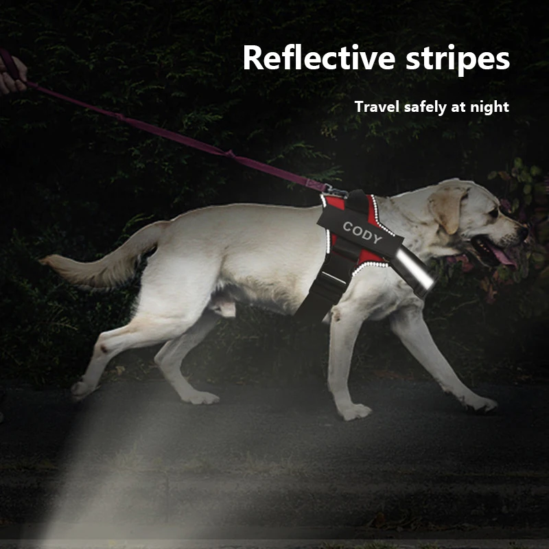 Arnês para Cães Ajustável com Faixa Refletiva e ID Personalizável - Imagem 3