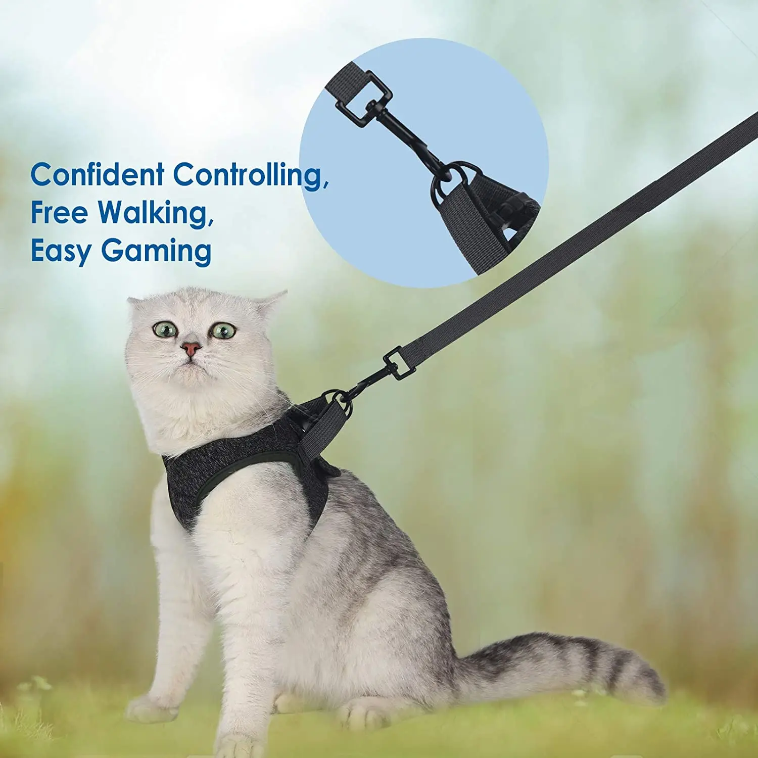 Peitoral Ajustável para Gatos com Fecho de Velcro e Guia de 1,2 m - Imagem 3