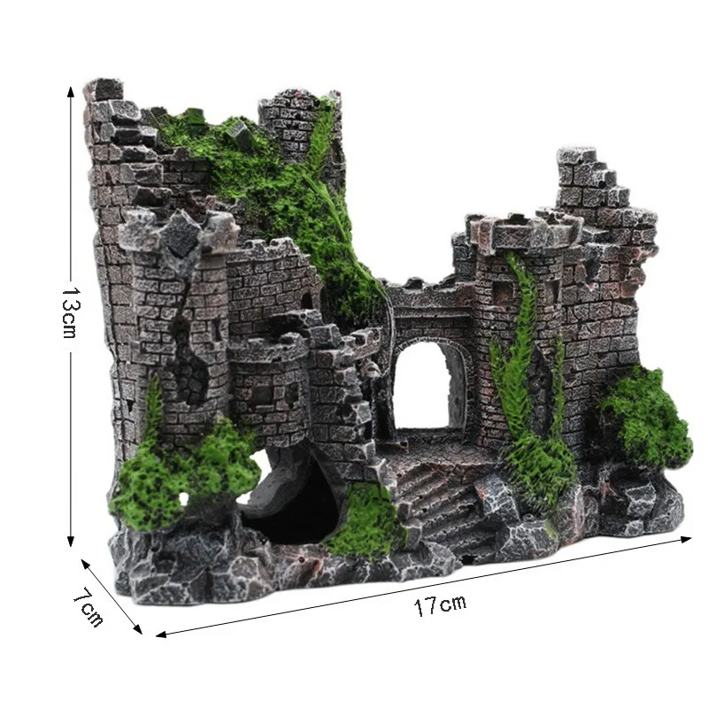 Decoração de Aquário Castelo Vintage de Resina 17x7x13 cm para Esconderijo - Imagem 2