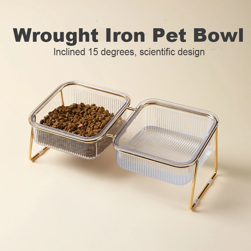 Tigela Dupla para Cães e Gatos Transparente com Suporte Elevado - Imagem 3