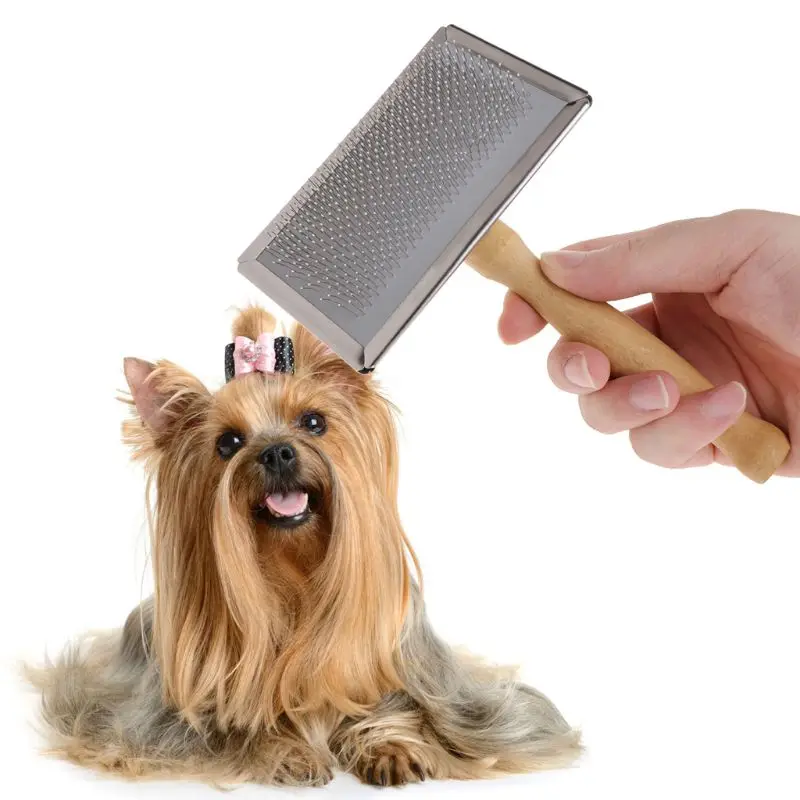 Escova Pente para Cães e Gatos com Cabo de Madeira 12x6cm - Imagem 5