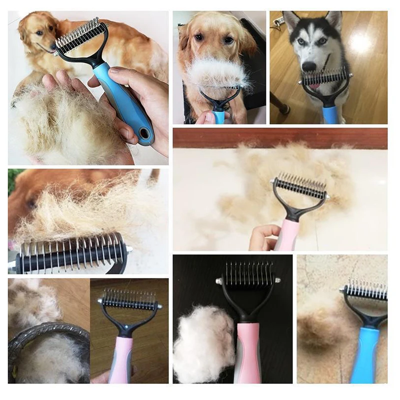 Escova para Cães Dupla Face para Remoção de Pelos Azul - Imagem 5
