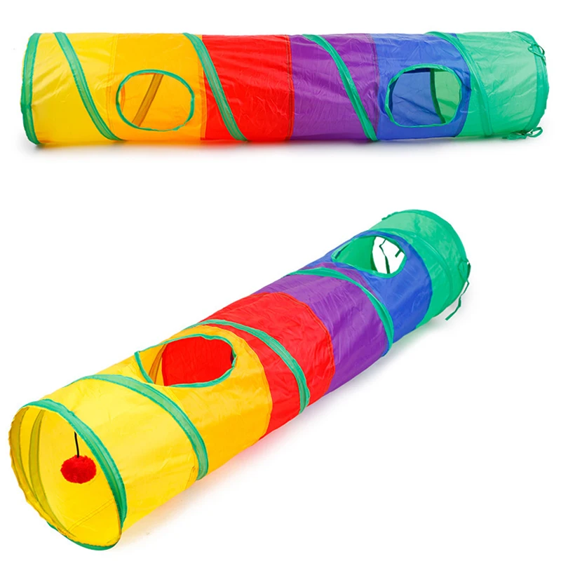 Túnel para Gato Dobrável de Poliéster 115x25 cm para Brincar - Imagem 4