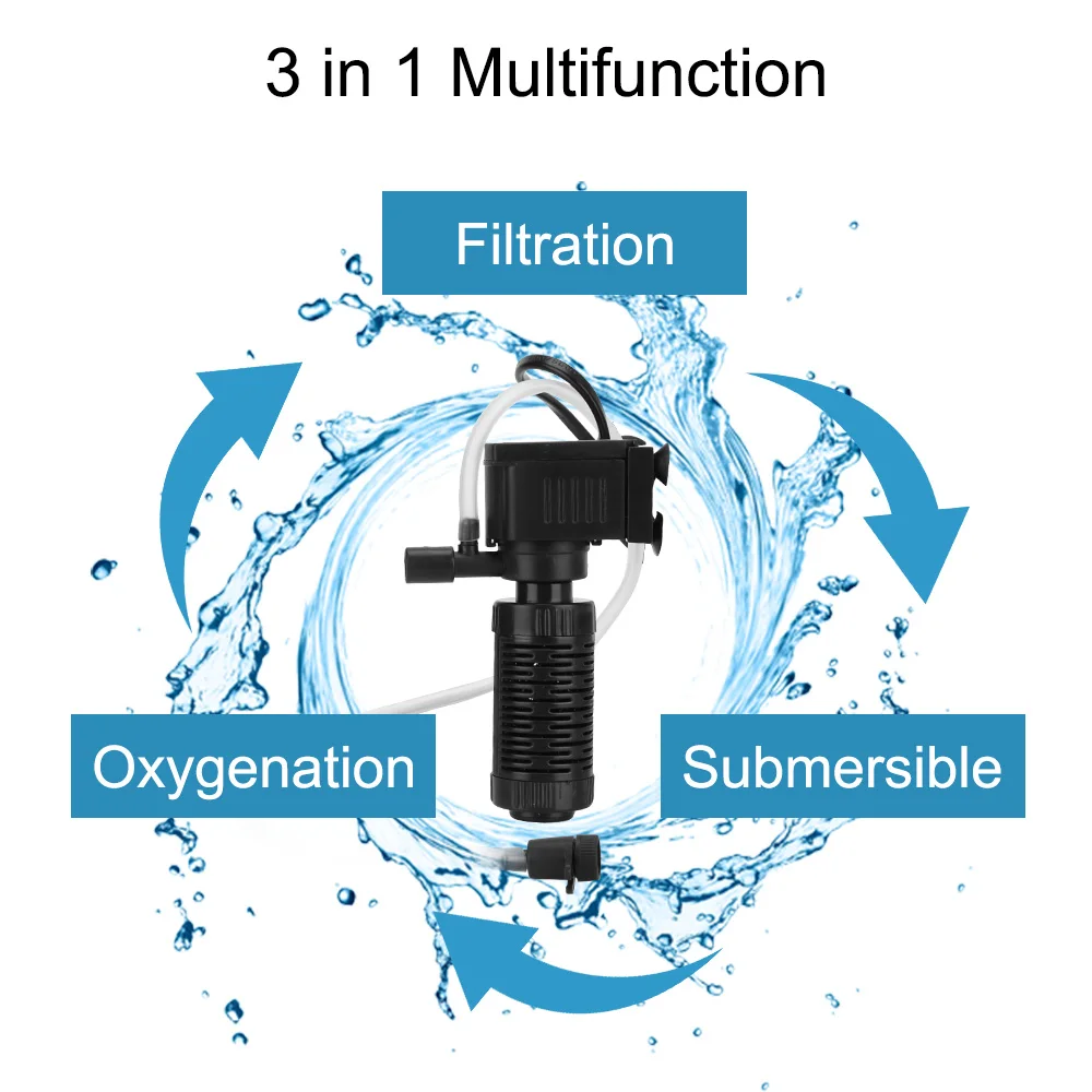 Filtro para Aquário Mini Submersível 2W 200L/H com Oxigenação - Imagem 2