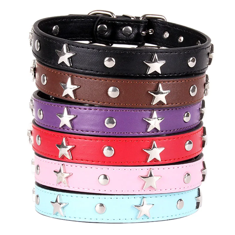 Coleira de Couro para Cães Pequenos e Gatos com Estrela Cravejada - Image 3