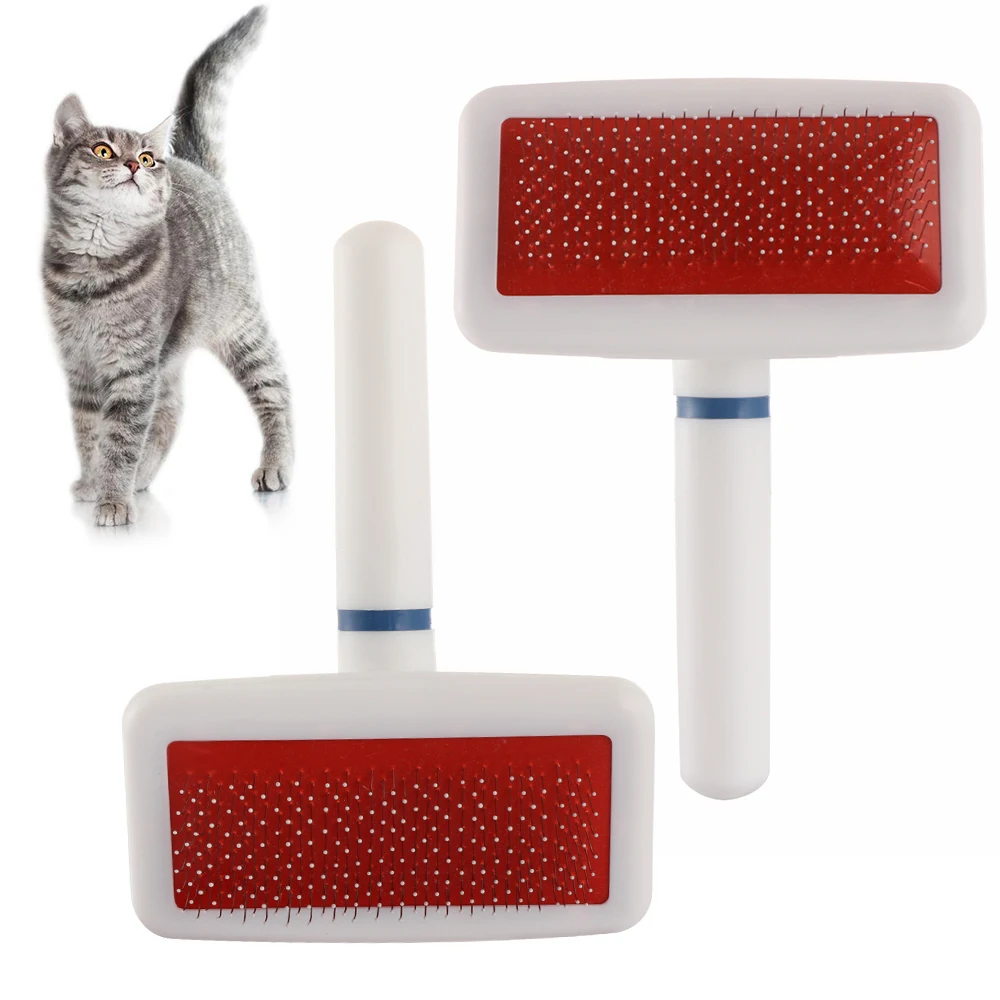 Escova Massageadora Slicker para Cães e Gatos com Pinos de Aço Curto - Imagem 3