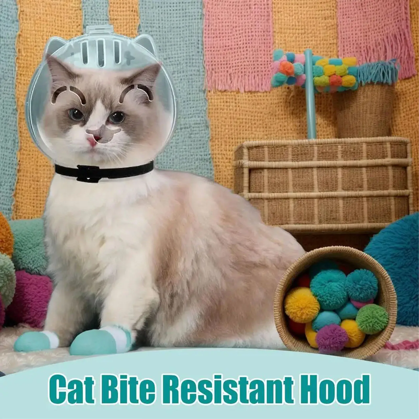 Focinheira para Gato com Sapatos de Silicone Antirrisco e Respirável - Imagem 2