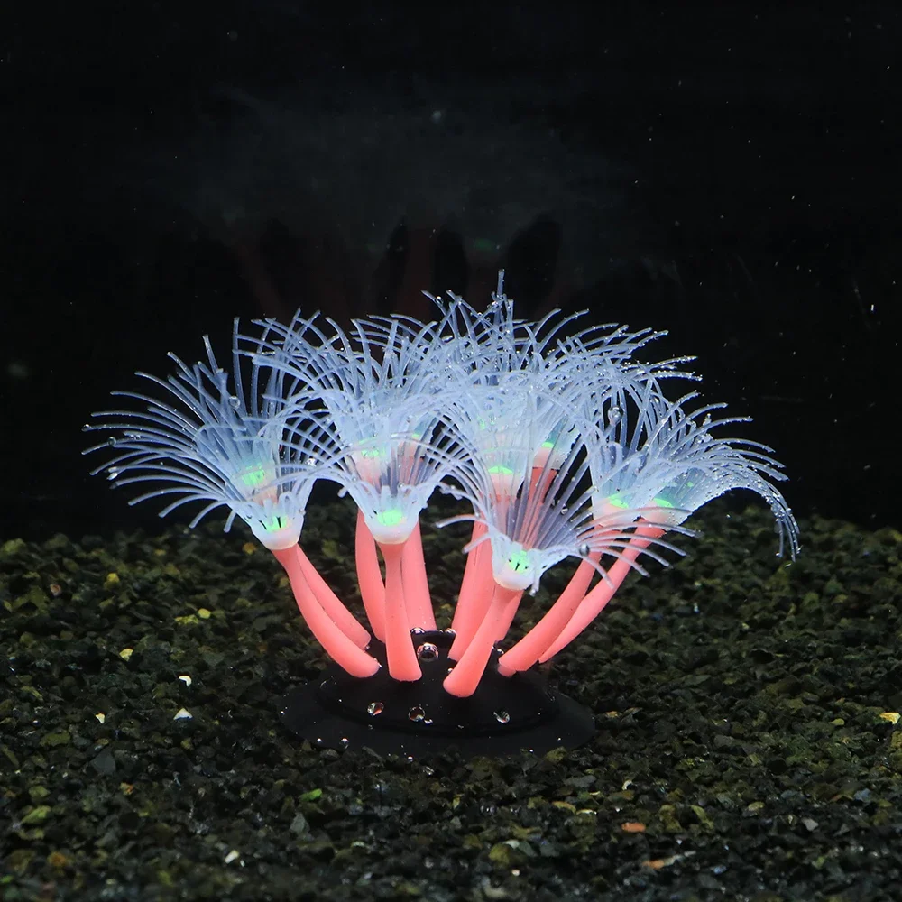 Planta Girassol Coral Artificial para Aquário de Silicone Fluorescente - Imagem 3