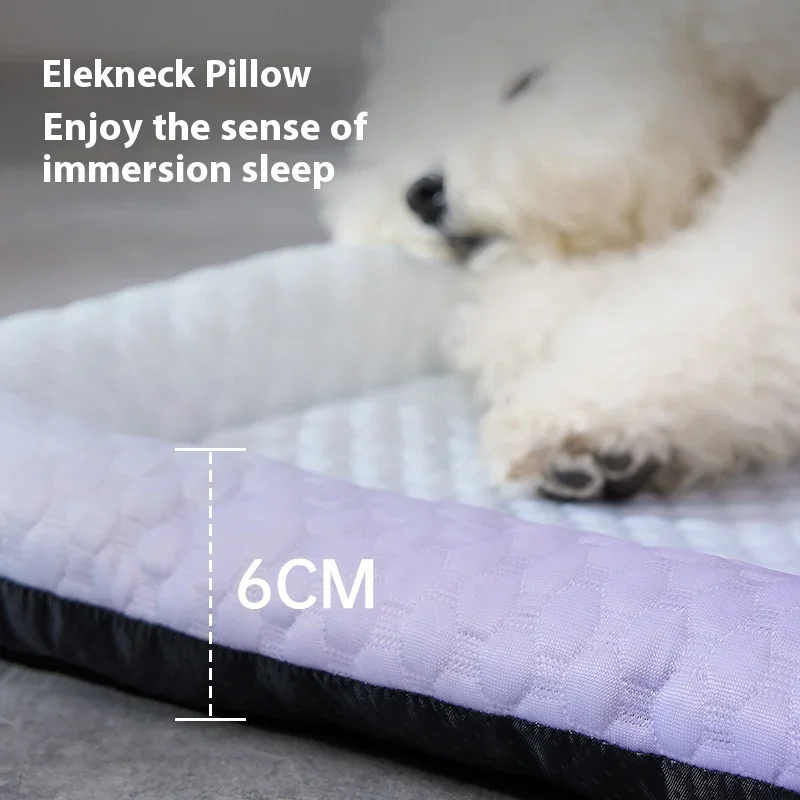 Cama para Cães e Gatos de Seda Gelada com Suporte para Pescoço - Image 4