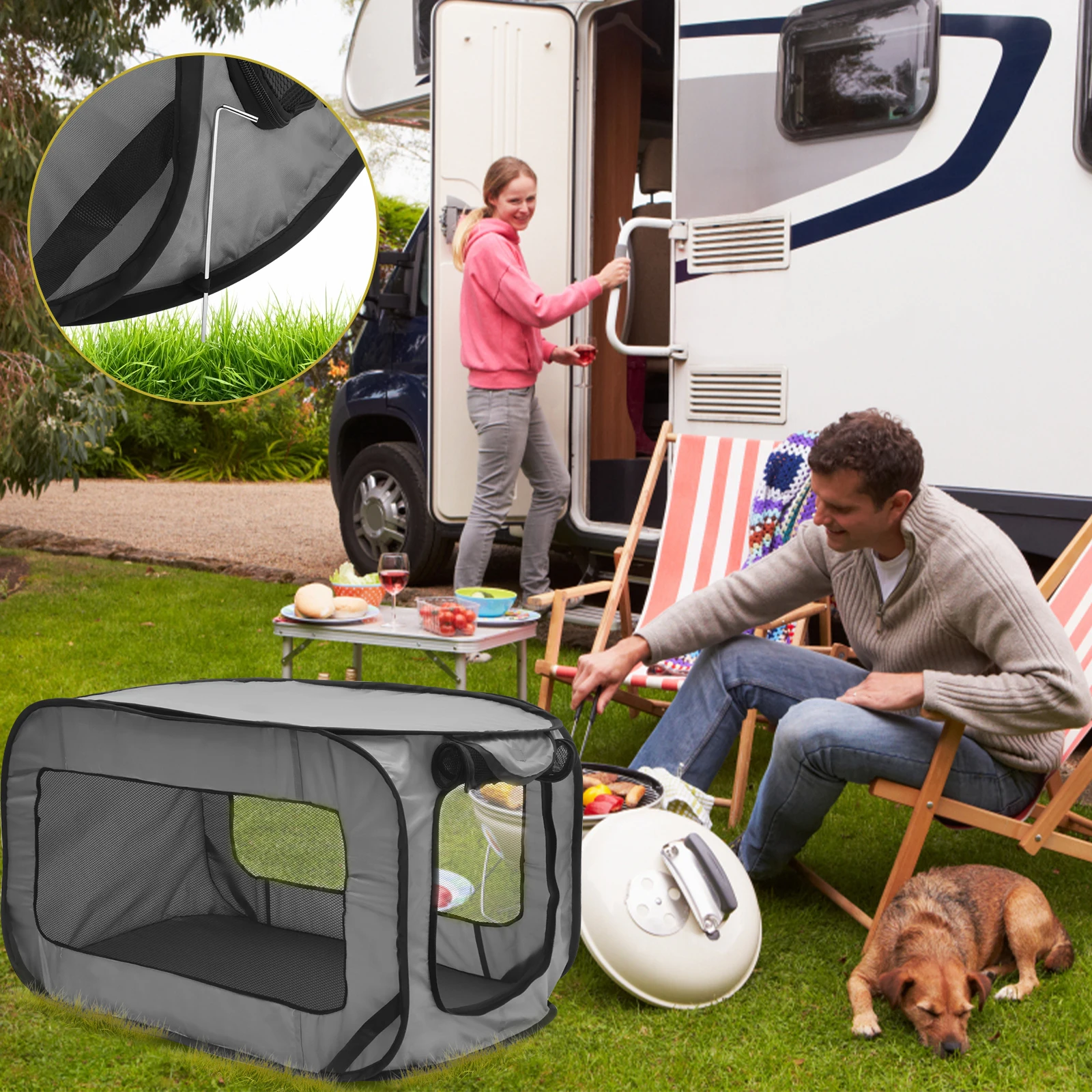 Caixa de Viagem para Cães Pequenos Dobrável com Bolsa de Armazenamento - Imagem 4