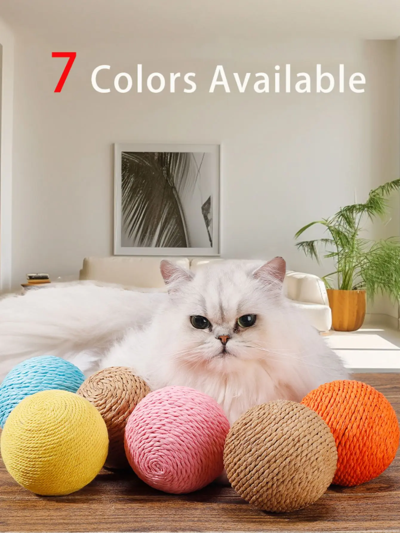 Bola de Sisal para Gatos 10 cm com Som para Arranhar e Brincar - Imagem 6
