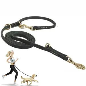 trela de couro para cães ajustável